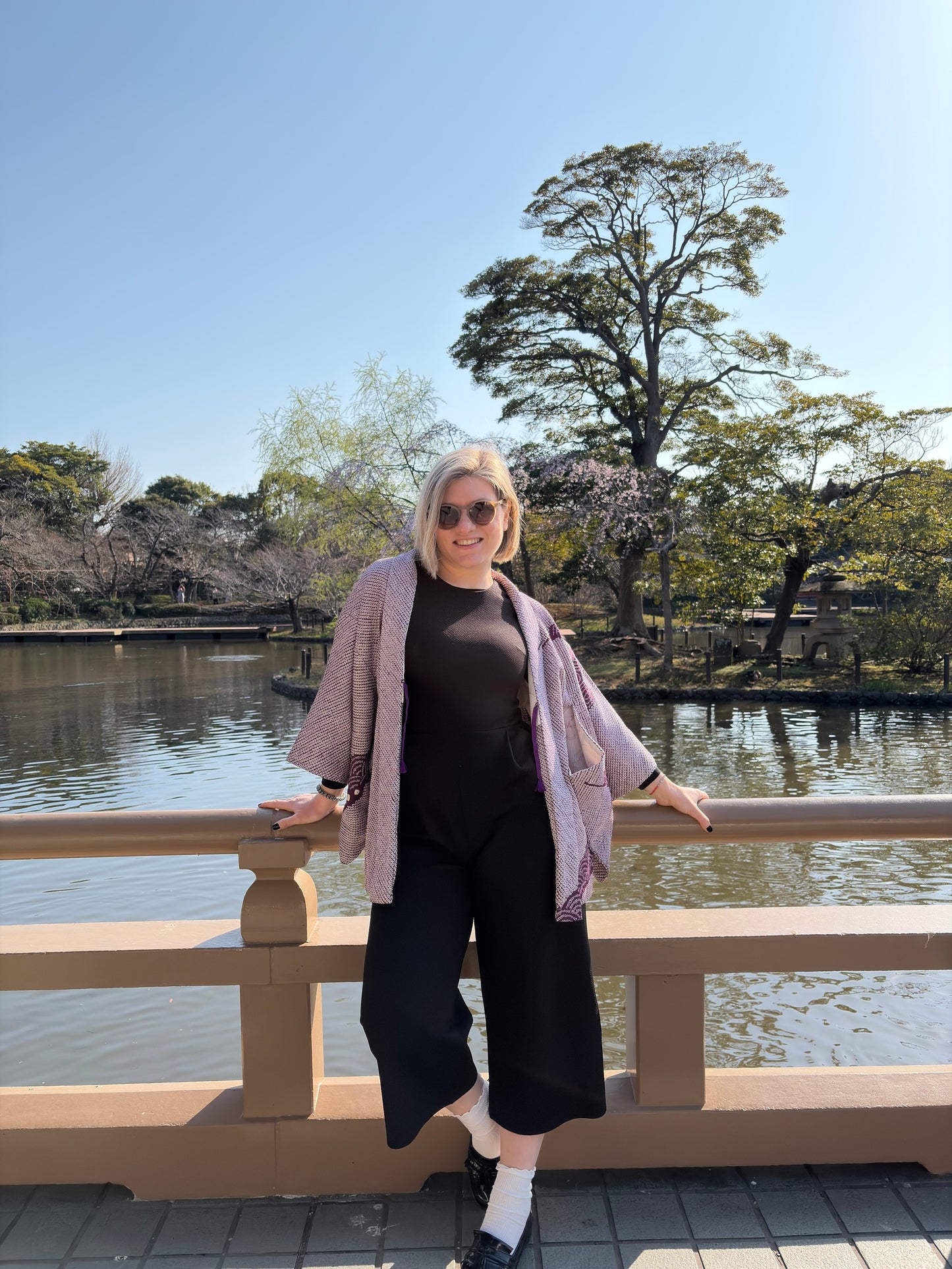 Vintage Purple Shibori Haori with Seigaiha Wave Pattern