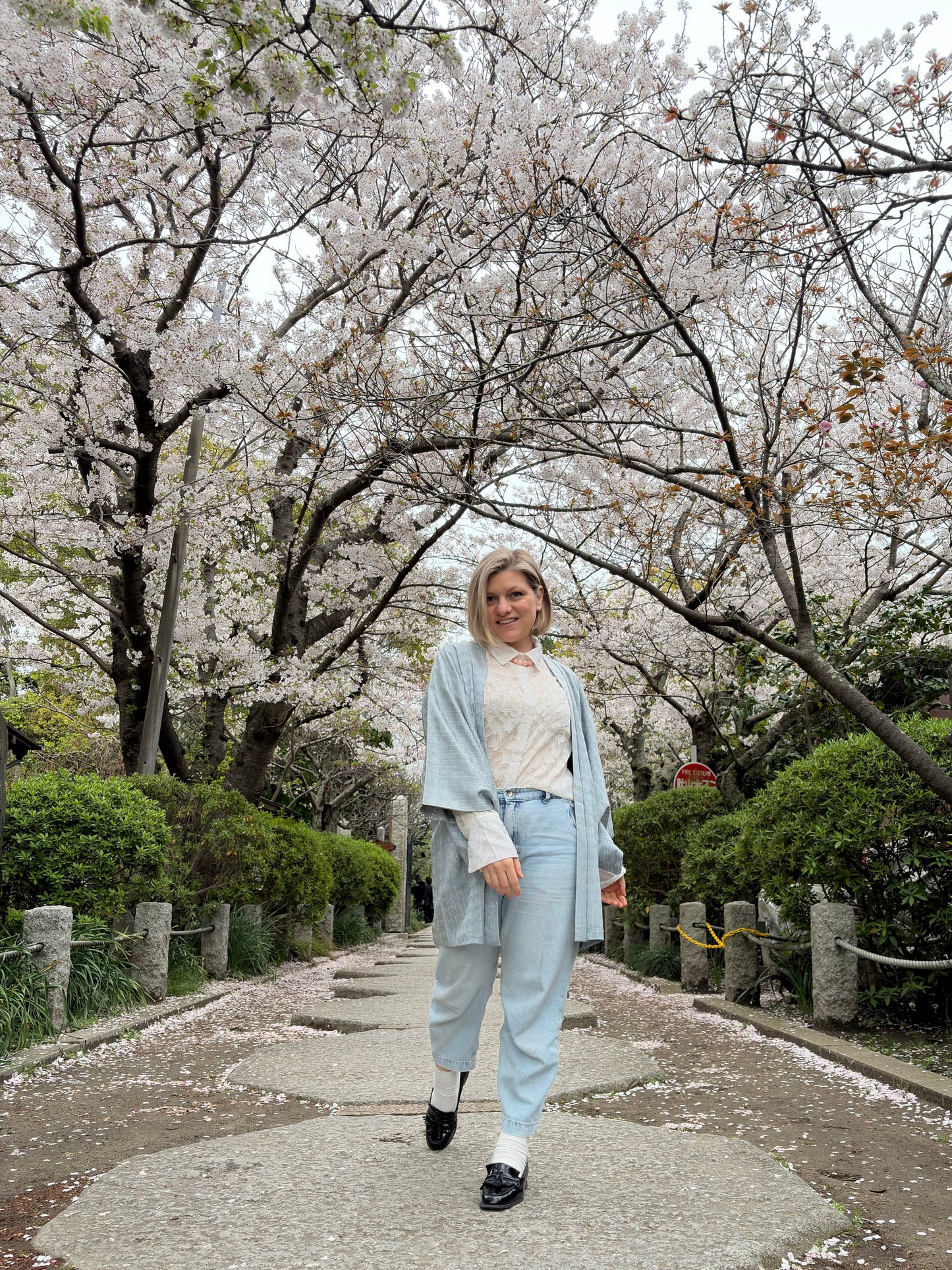 Vintage Blue Silk Haori with Snowfall Motif