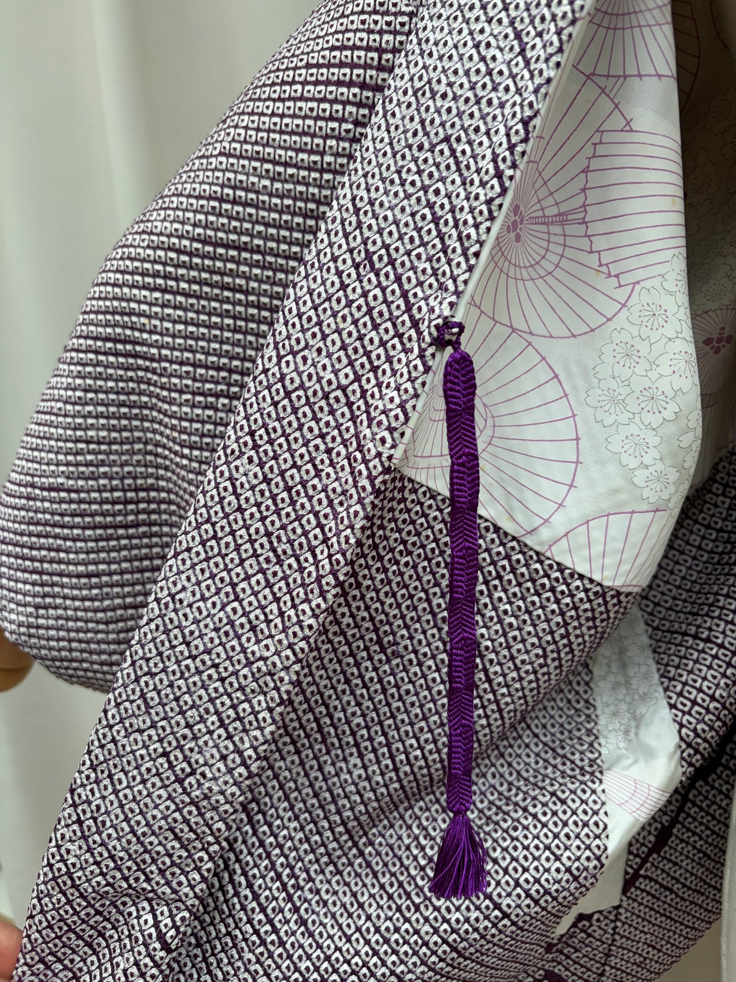 Vintage Purple Shibori Haori with Seigaiha Wave Pattern
