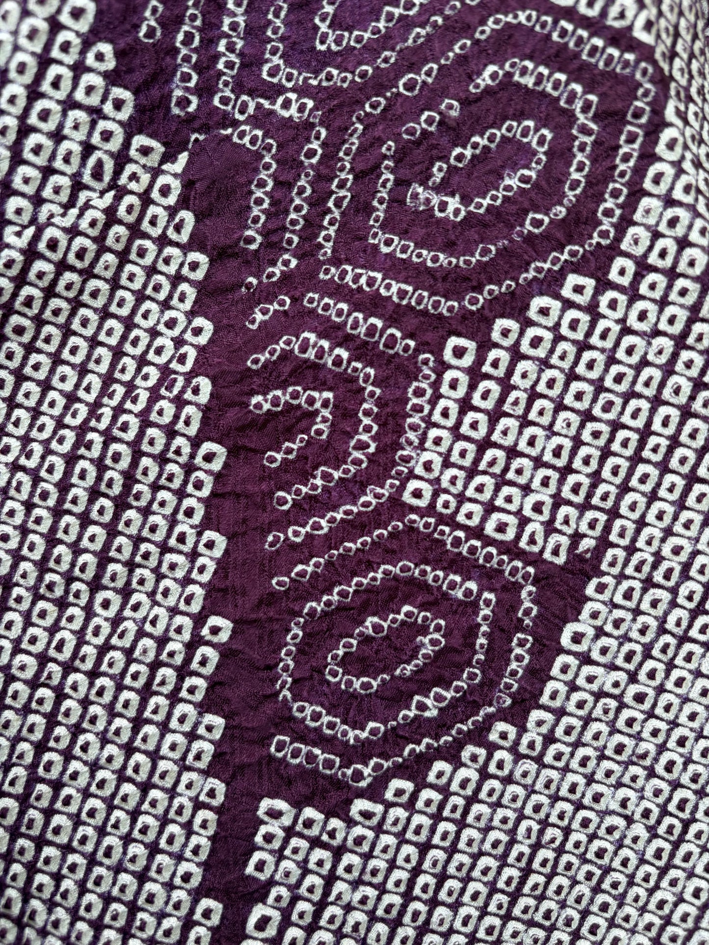 Vintage Purple Shibori Haori with Seigaiha Wave Pattern