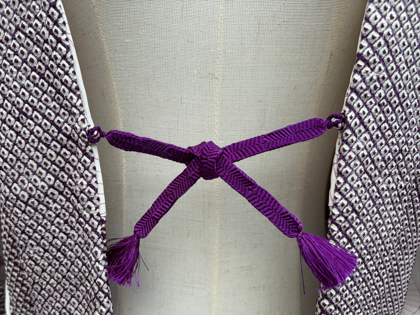 Vintage Purple Shibori Haori with Seigaiha Wave Pattern
