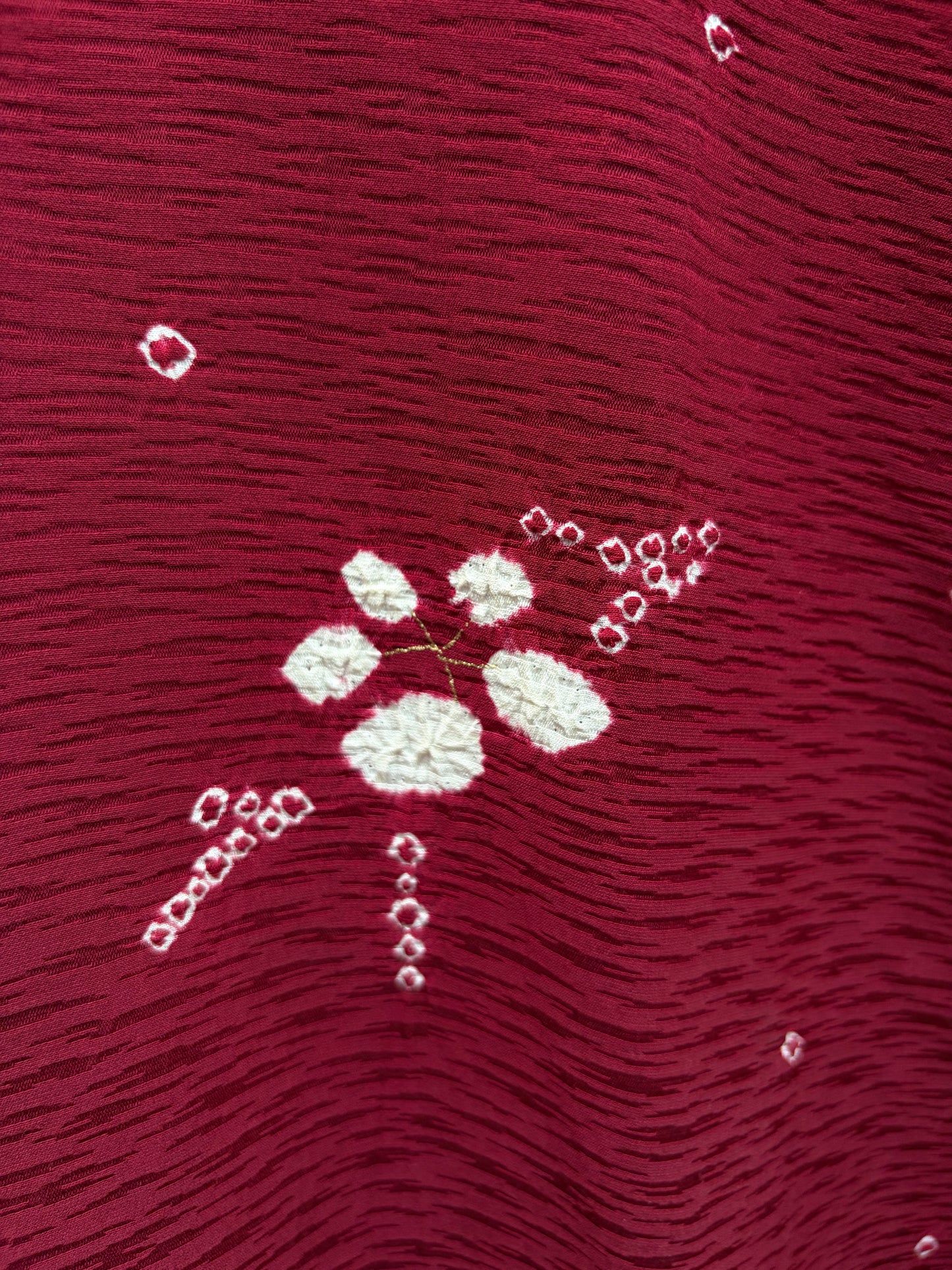 Vintage Burgundy Shibori Haori with Botanical Motifs