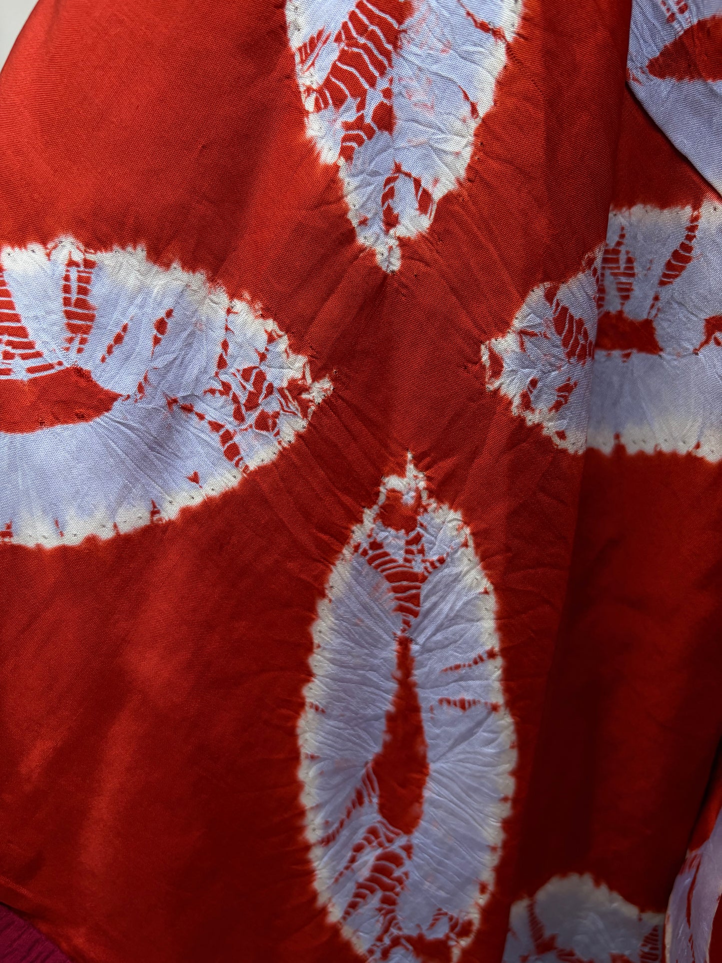 Vintage Burgundy Shibori Haori with Botanical Motifs