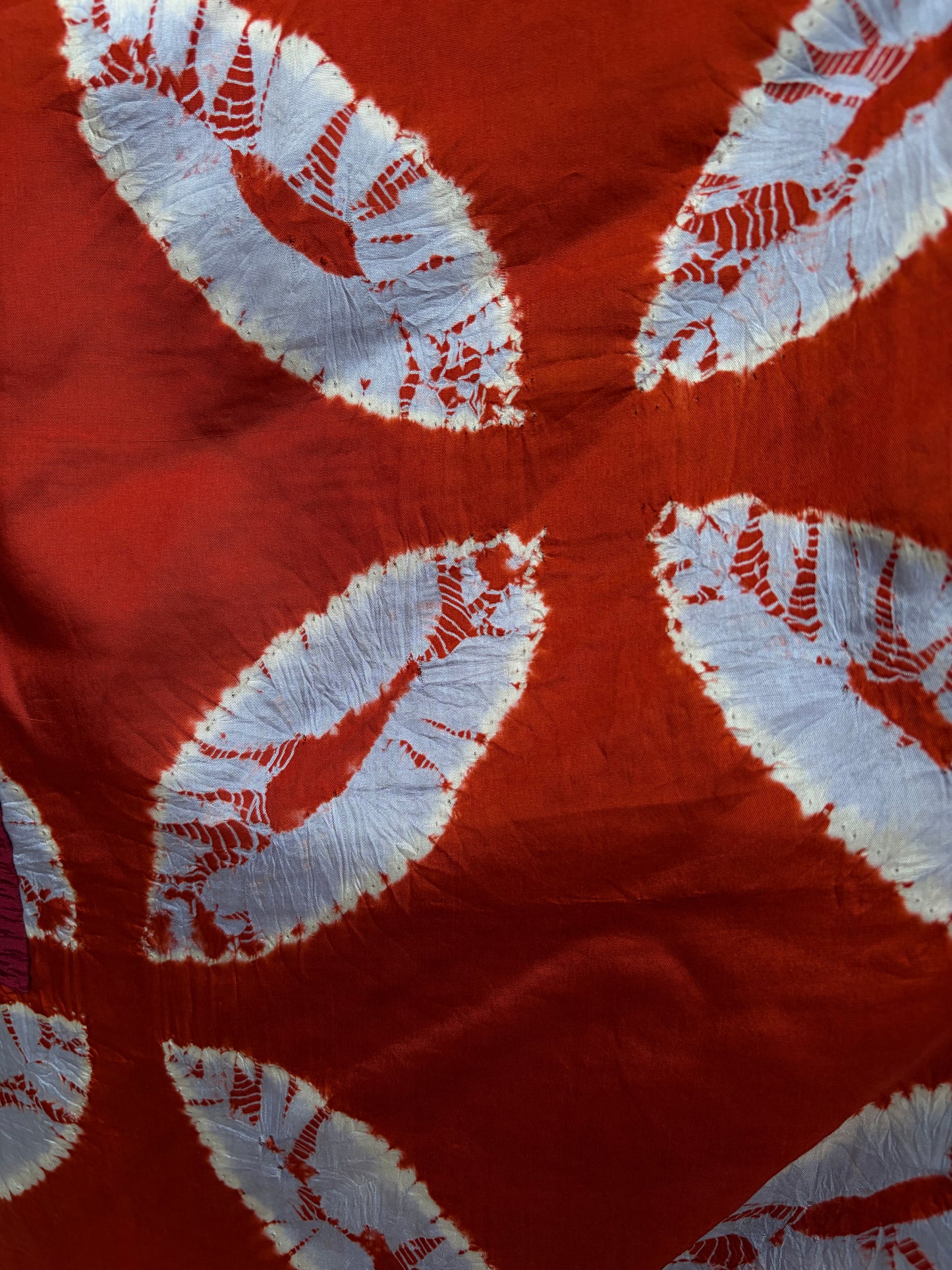 Vintage Burgundy Shibori Haori with Botanical Motifs