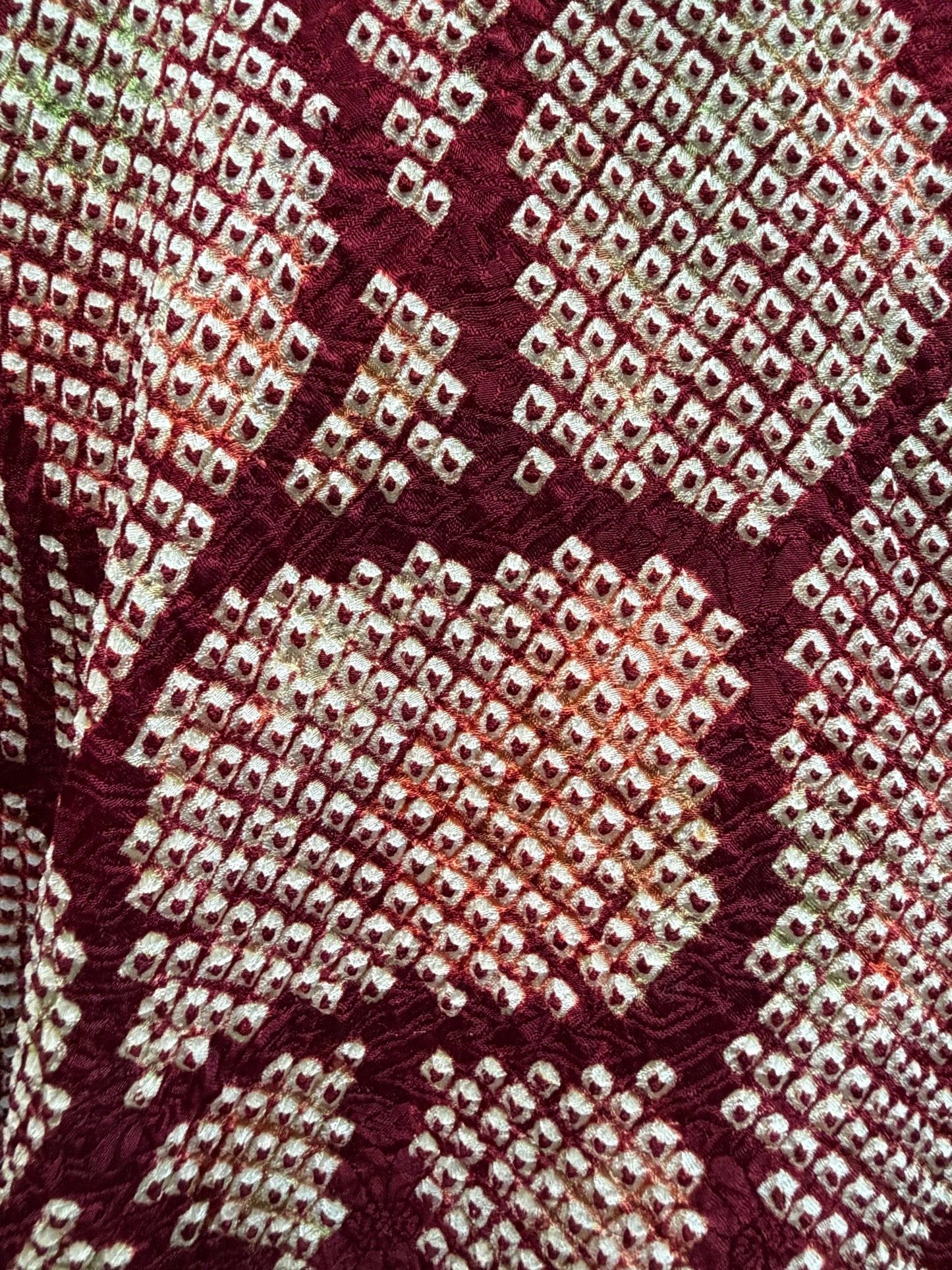 Vintage Burgundy Shibori Haori with Karuta Poetry Card Lining
