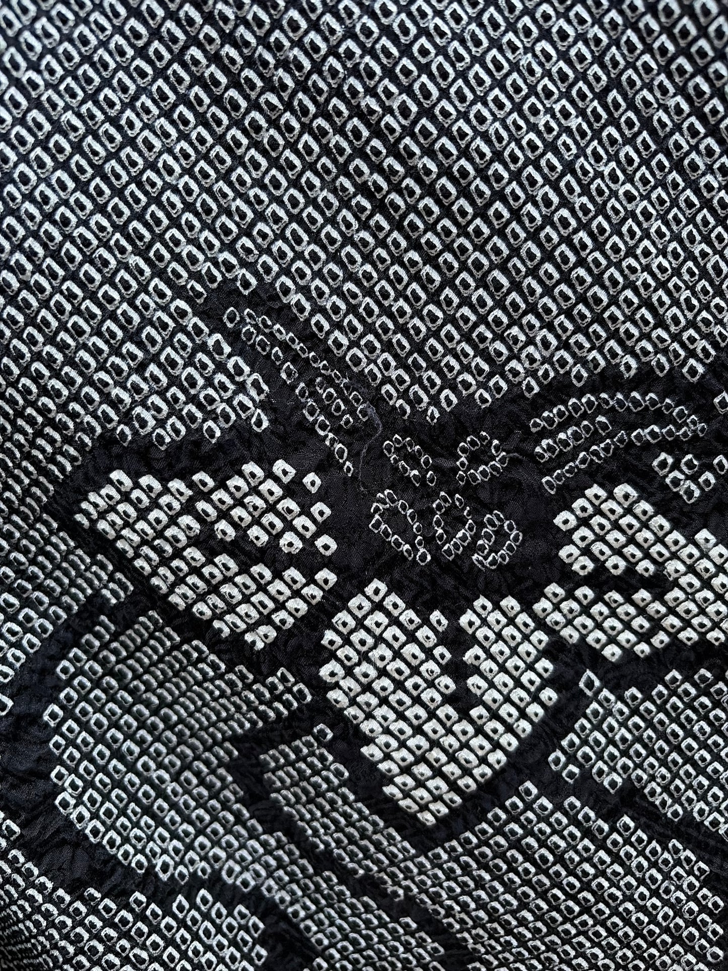 Vintage Black Shibori Haori with Chrysanthemum Motif