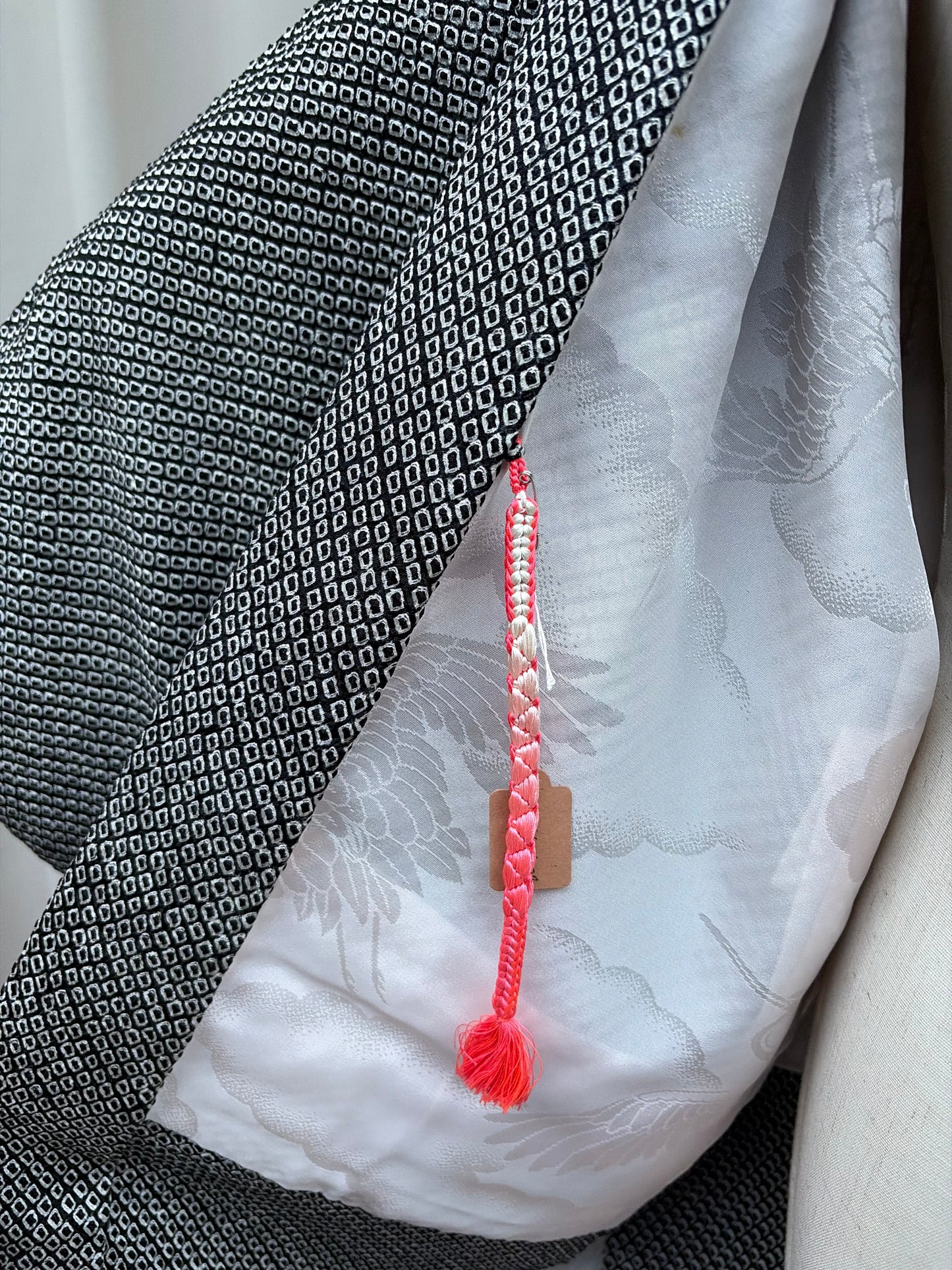 Vintage Black Shibori Haori with Chrysanthemum Motif