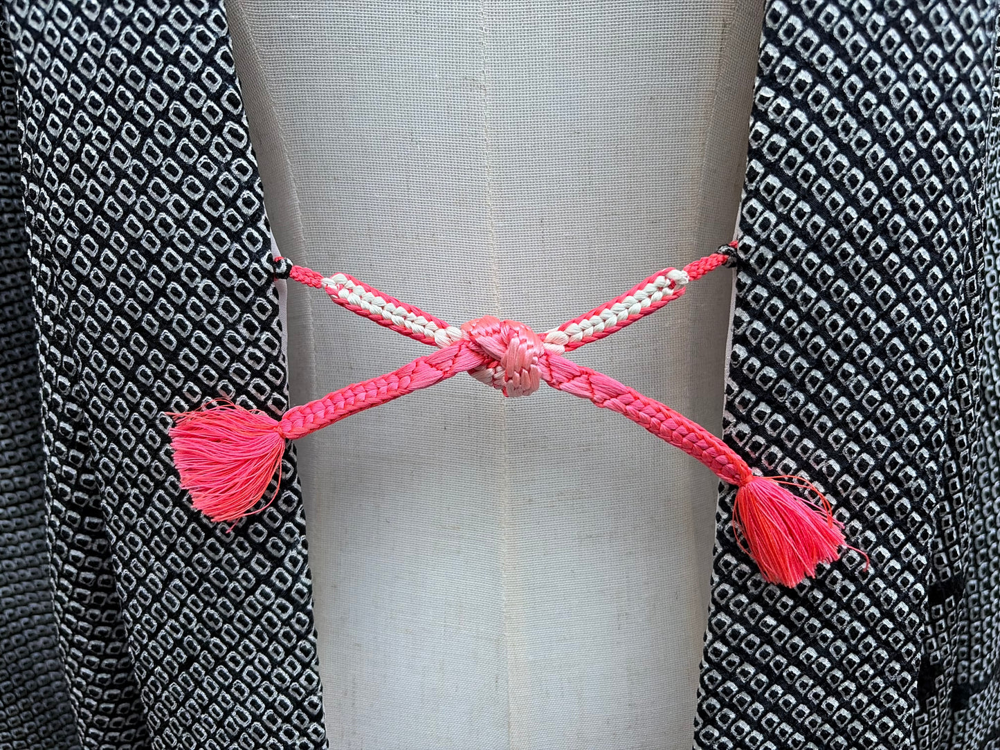 Vintage Black Shibori Haori with Chrysanthemum Motif