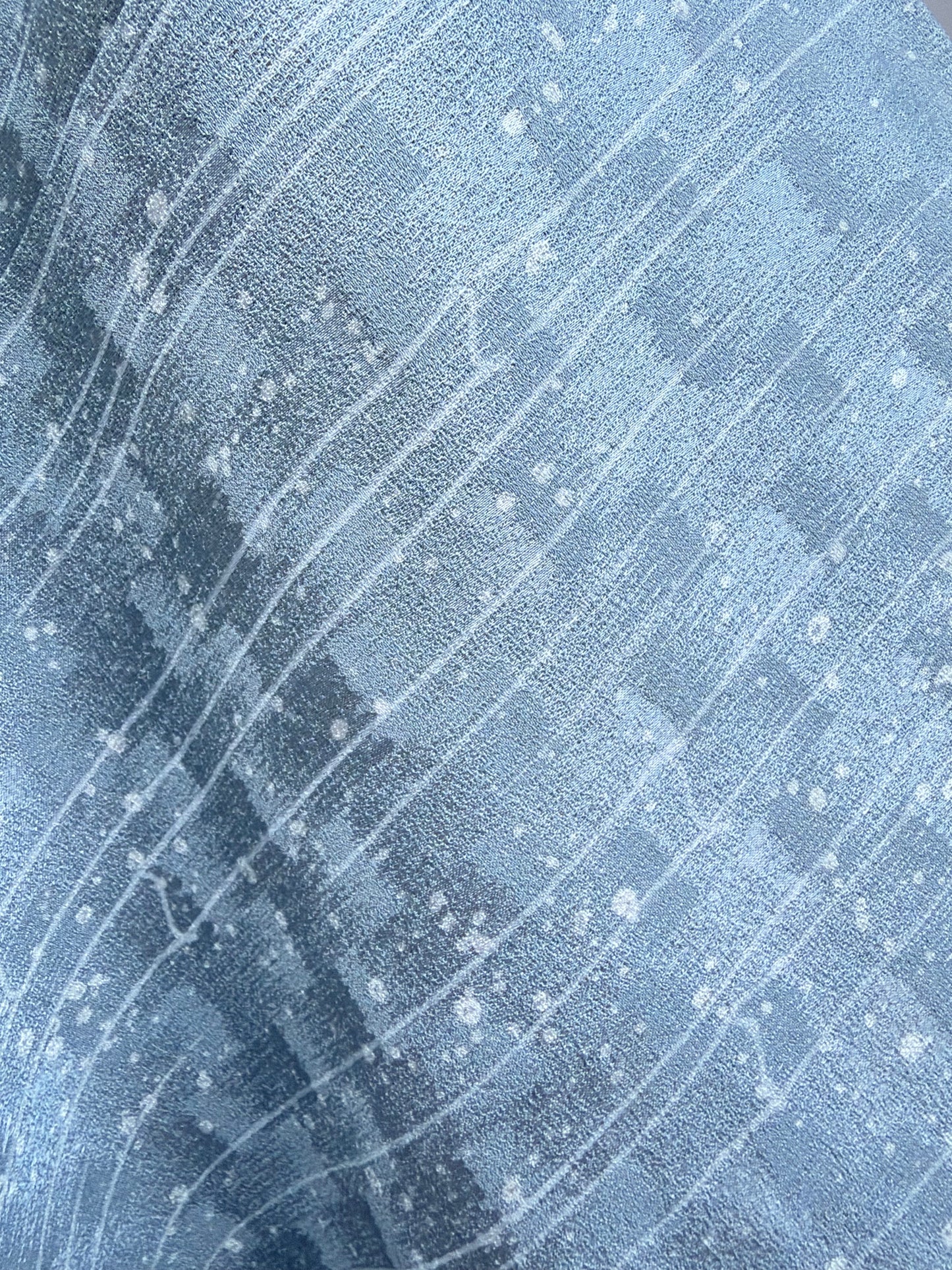 Vintage Blue Silk Haori with Snowfall Motif