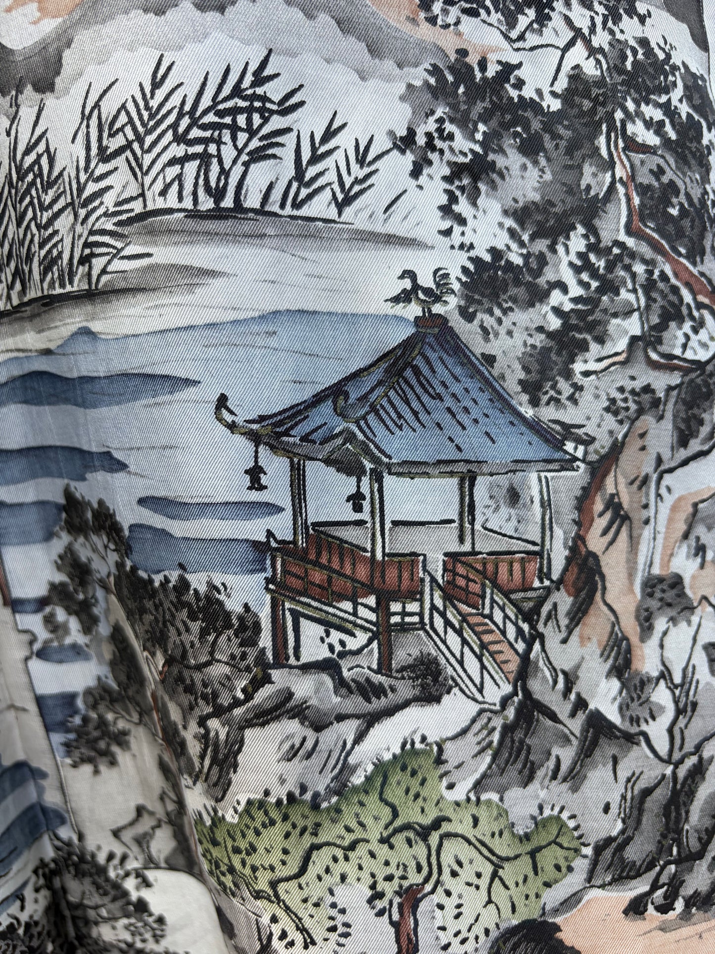 Vintage Navy Blue Haori with Sansui Landscape Painting (For Men)