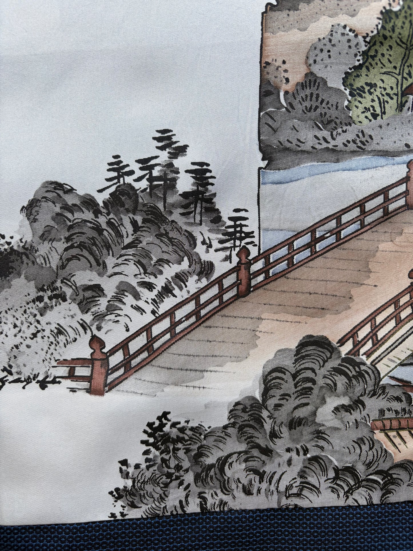 Vintage Navy Blue Haori with Sansui Landscape Painting (For Men)