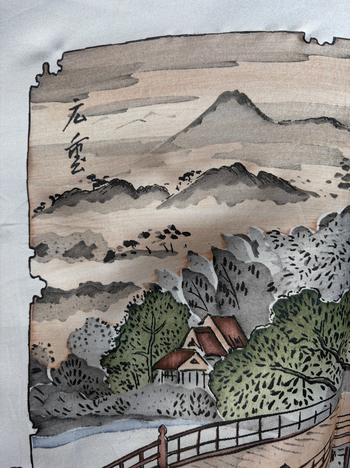 Vintage Navy Blue Haori with Sansui Landscape Painting (For Men)