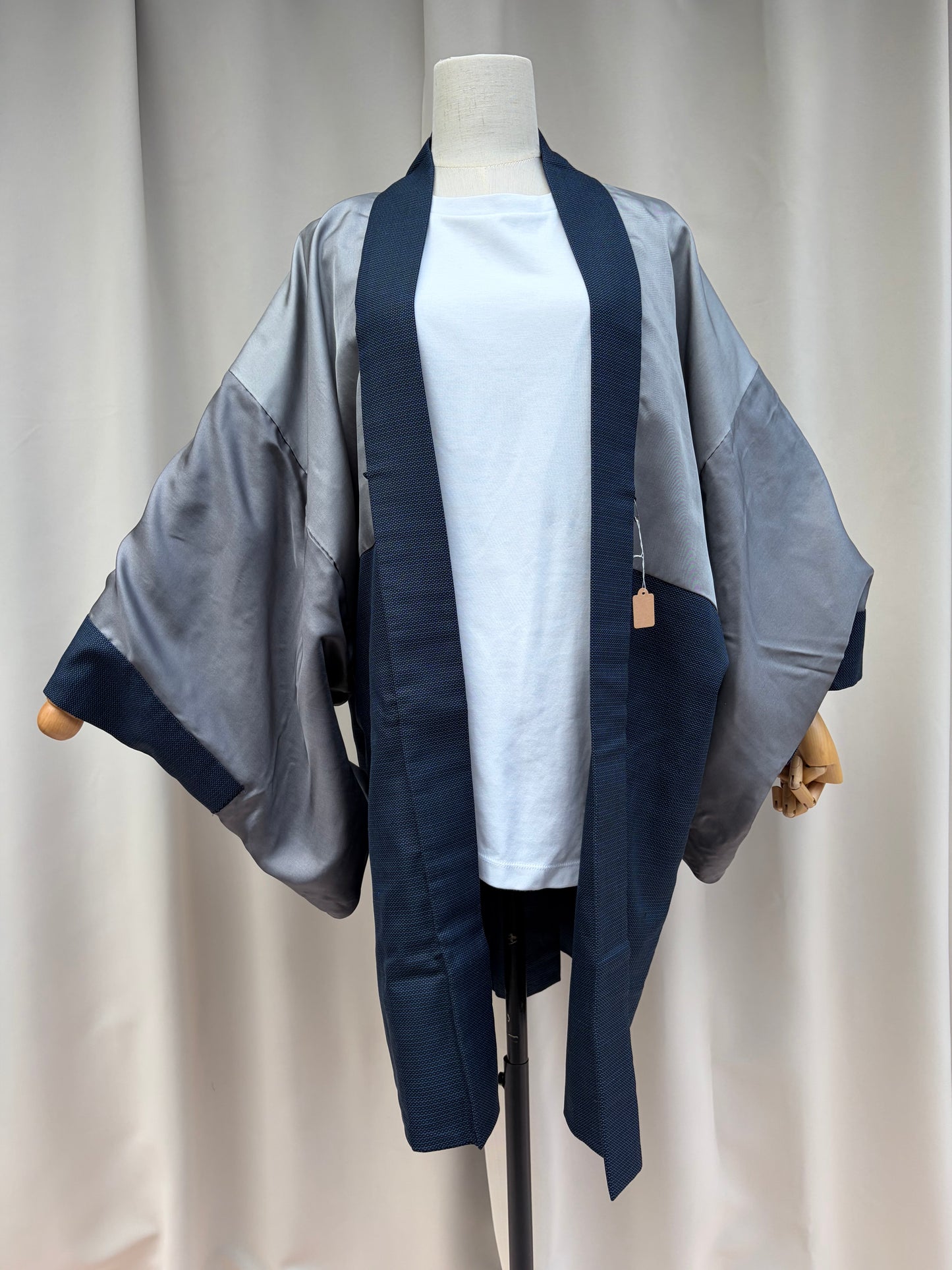 Vintage Navy Blue Haori with Sansui Landscape Painting (For Men)