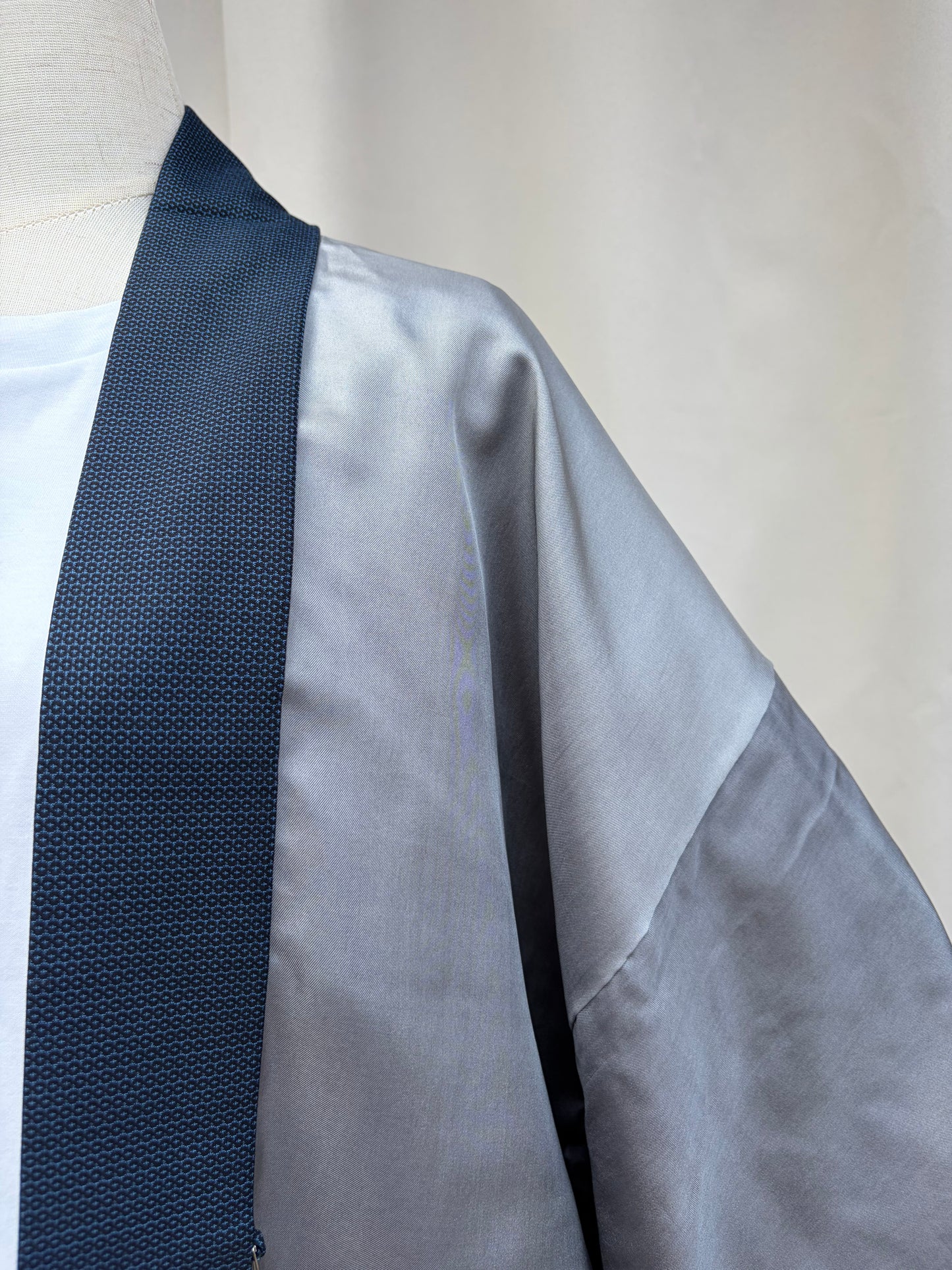 Vintage Navy Blue Haori with Sansui Landscape Painting (For Men)