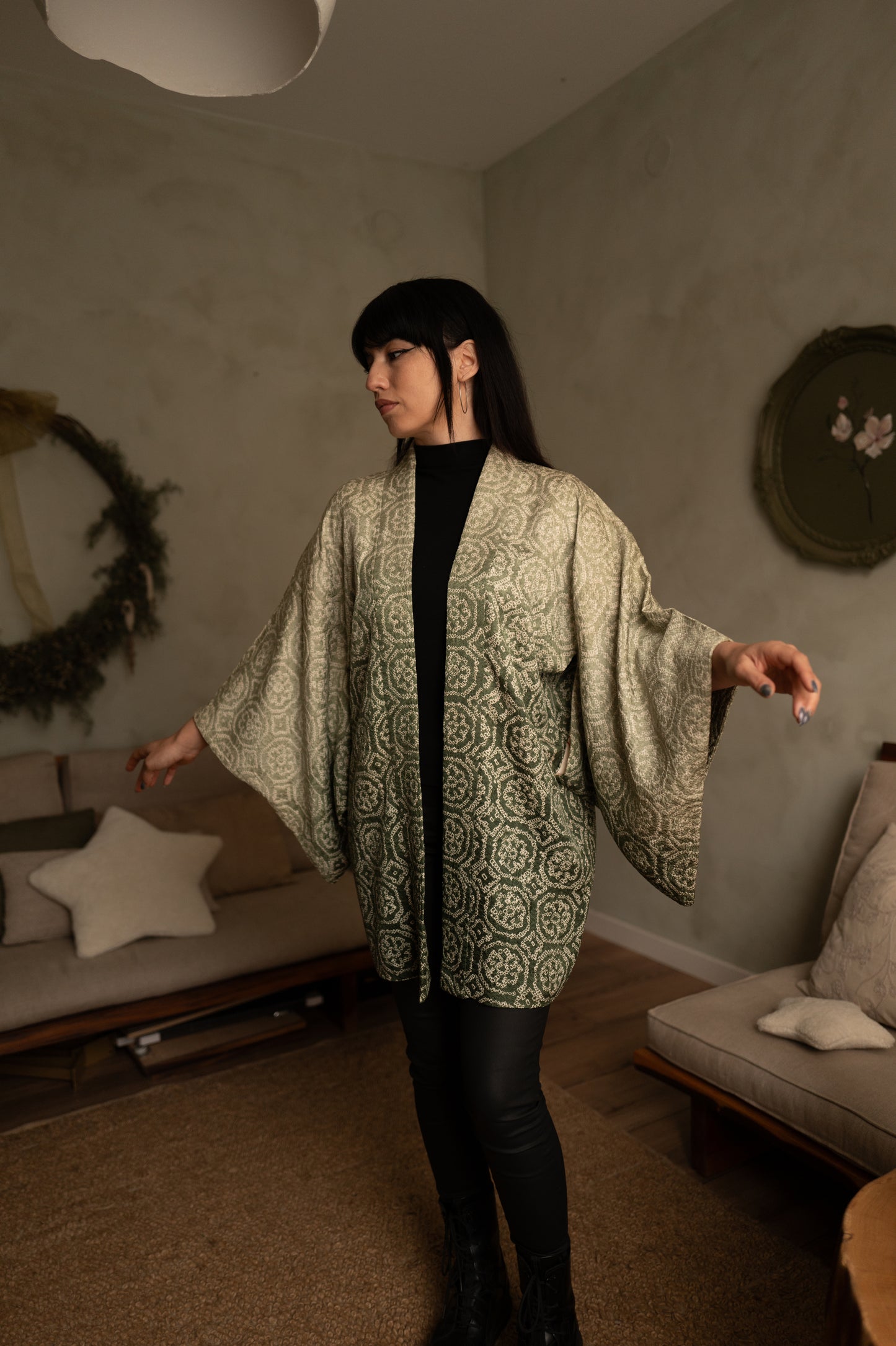 Green Gradation Haori Shibori