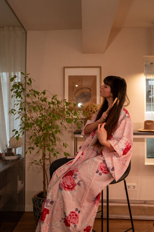 Vintage Pink Floral Yukata
