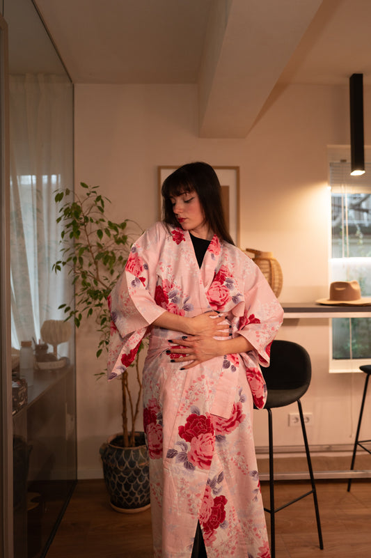 Vintage Pink Floral Yukata