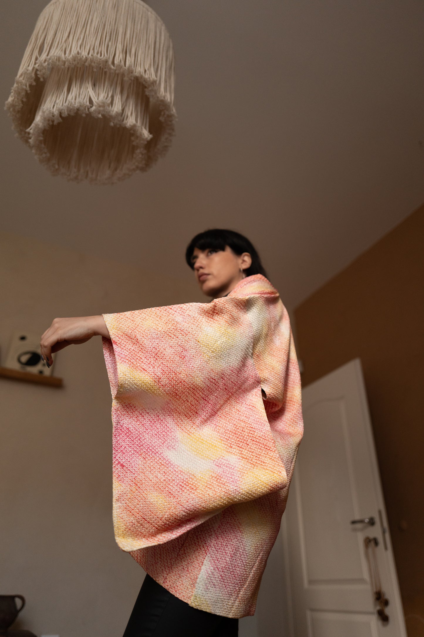 Sunset Shibori Haori with Soft Wave & Leaf Lining