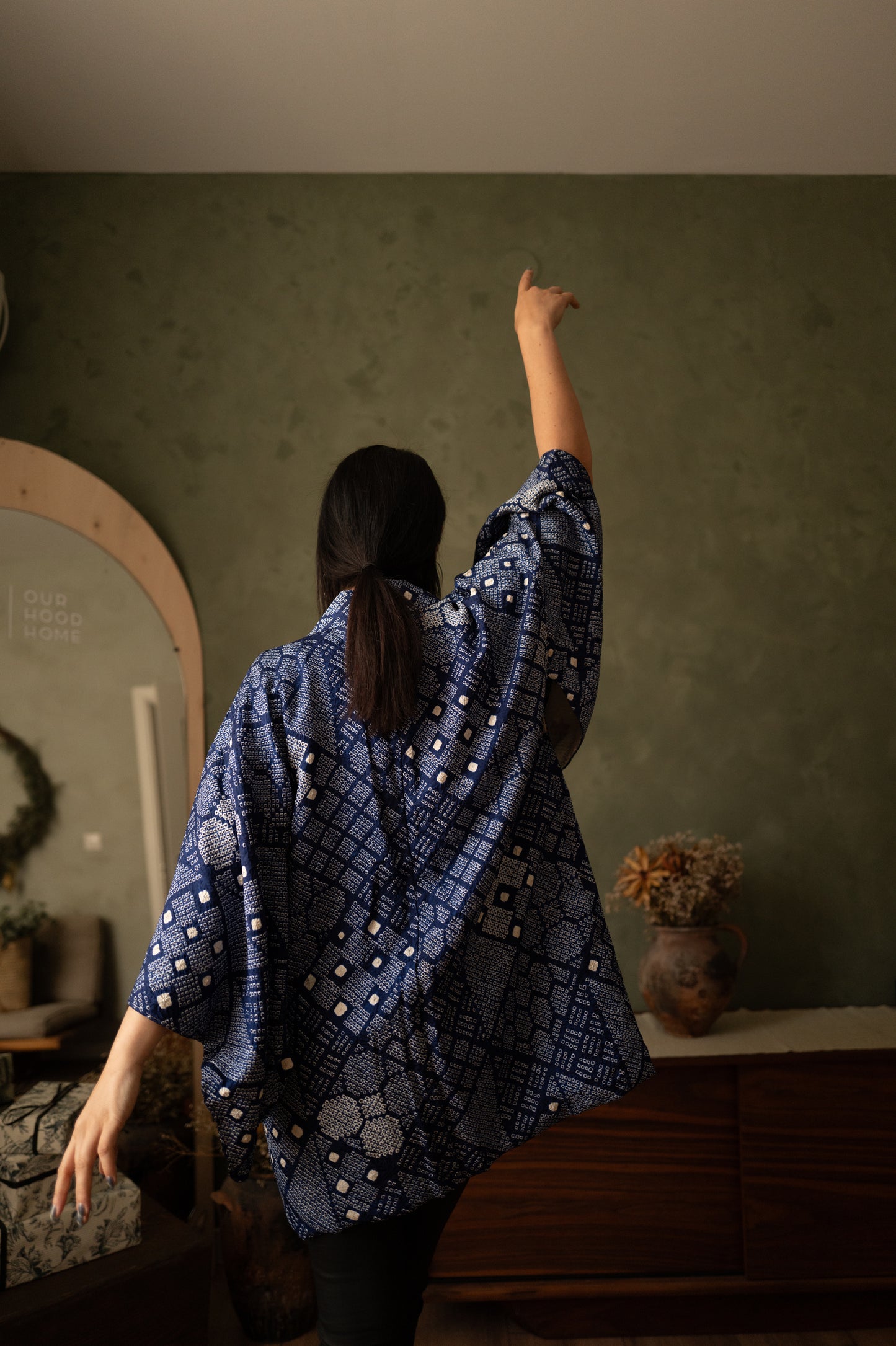 Indigo Geometric Shibori Haori