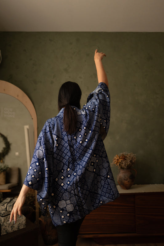 Indigo Geometric Shibori Haori