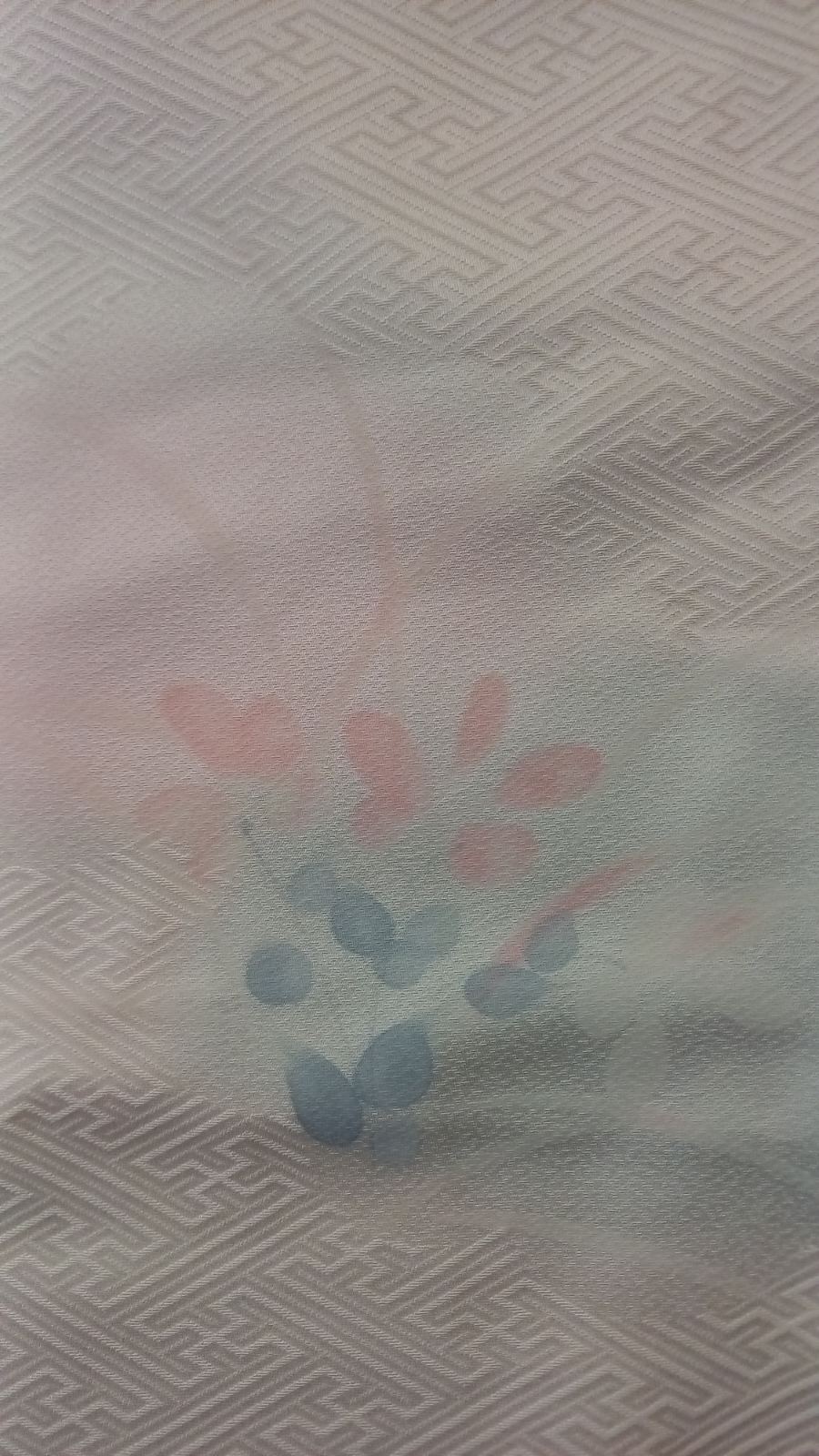 Vintage Soft Peach Floral Nagajuban with Embroidered Collar