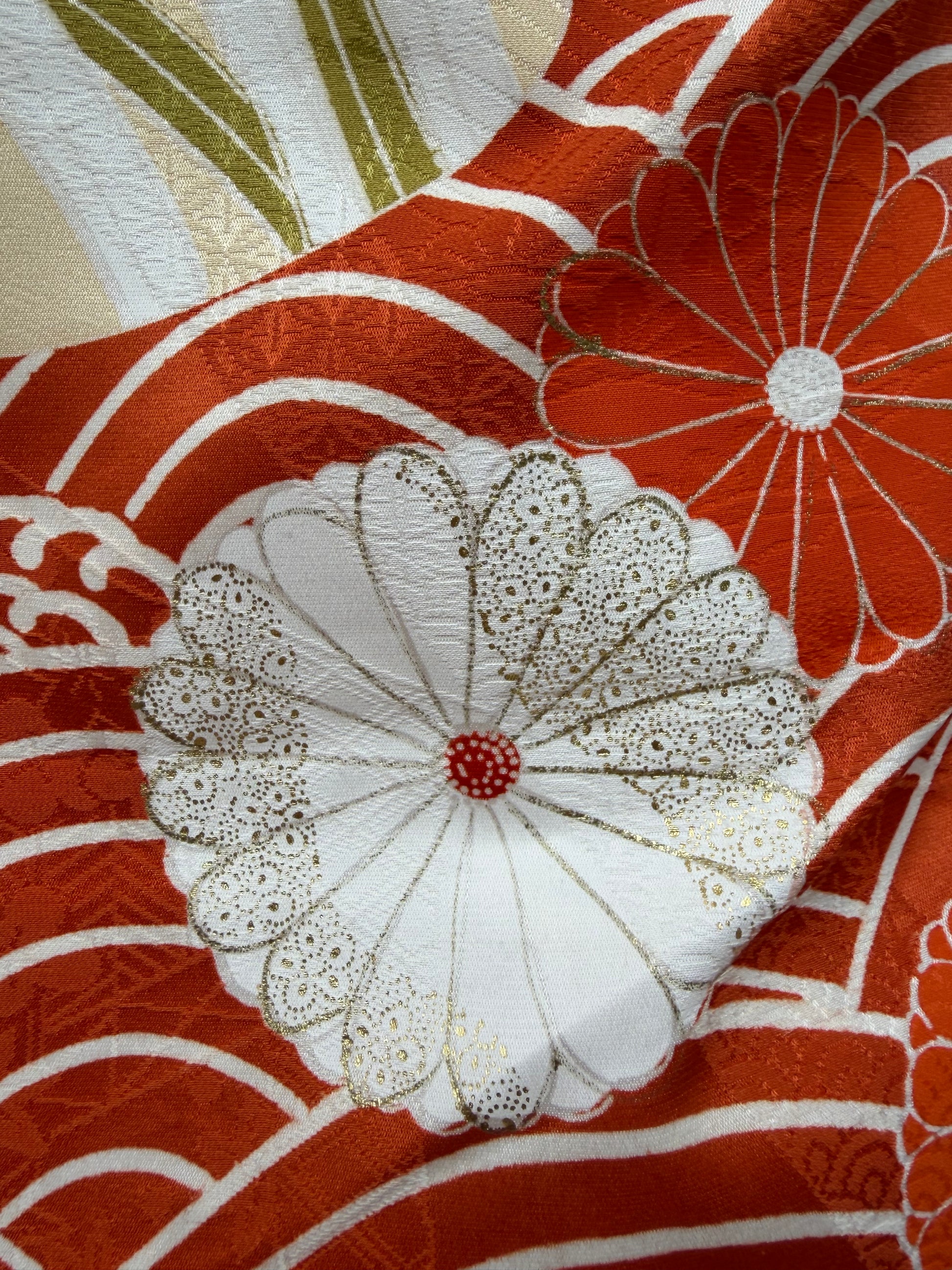 Long furisode sleeve with butterfly and floral pattern